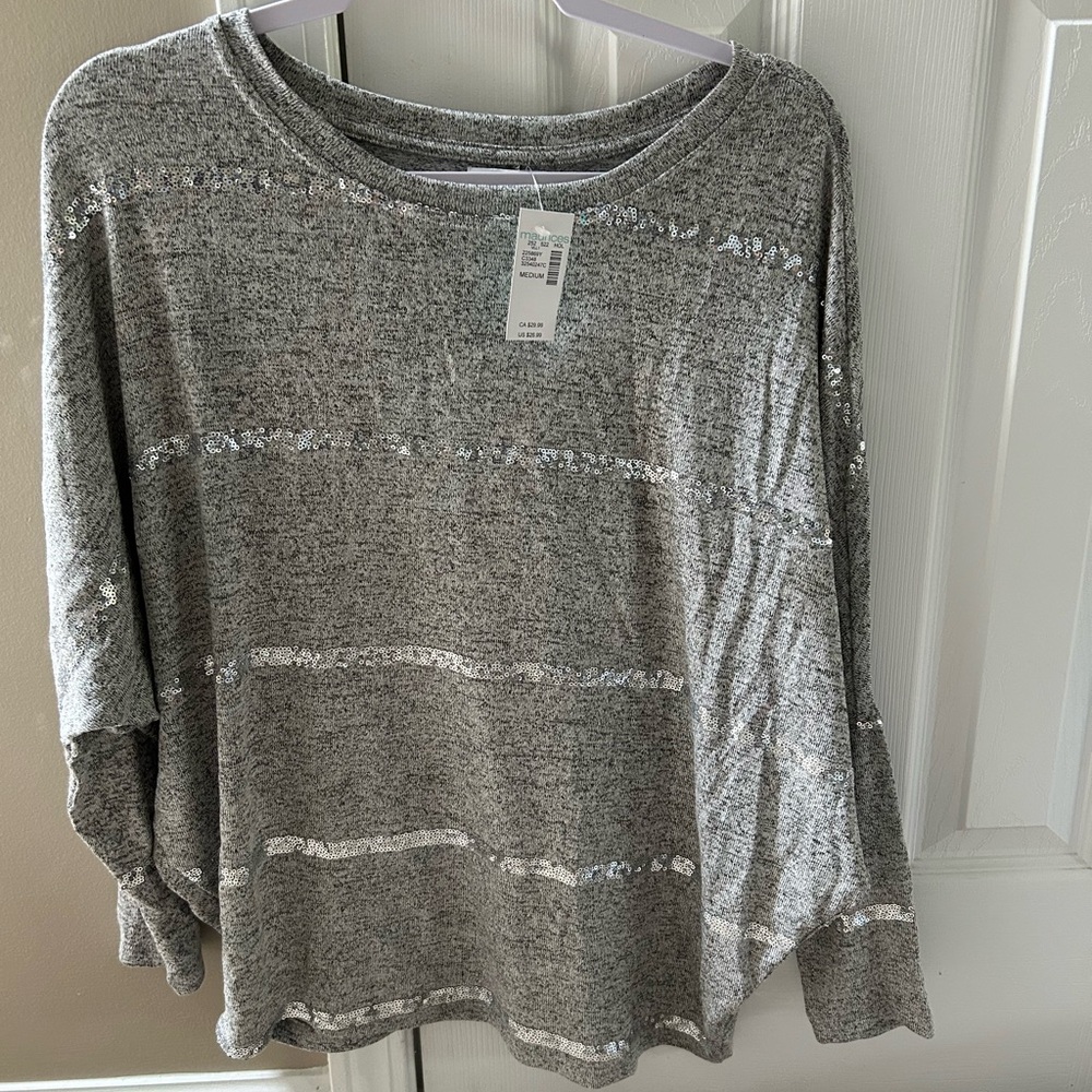 Gray Sequin Women's Top